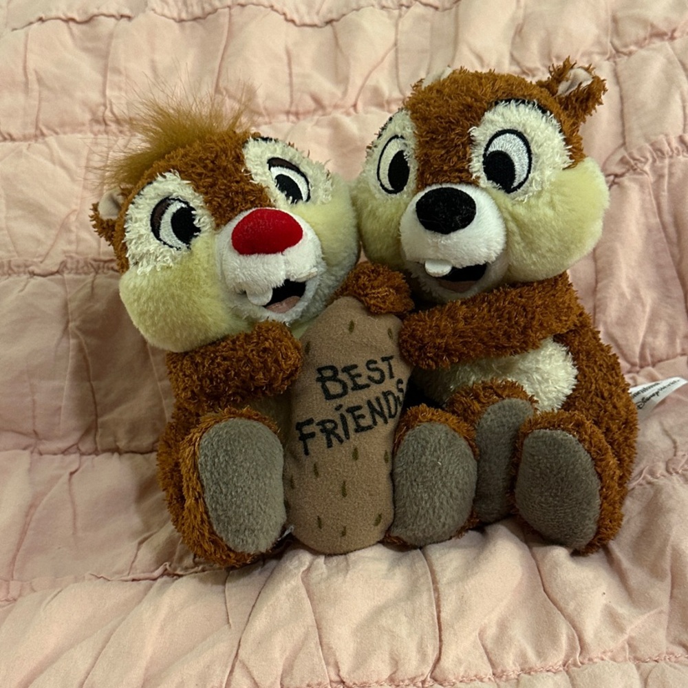 set of Disneyland Chip and Dale "Best Friends" plush chipmunks